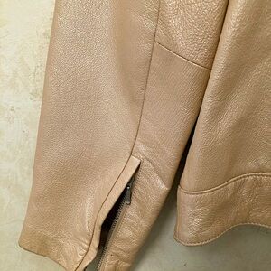 Women's Tan Metallic Sheen Leather Jacket